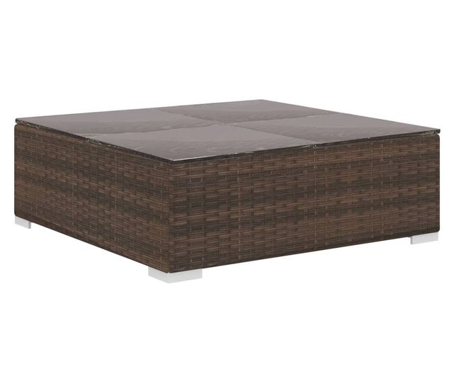 Градински комплект с възглавници, 10 части, кафяв, полиратан