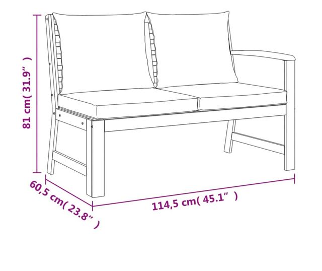 Градински комплект с възглавници, 6 части, масивно акациево дърво