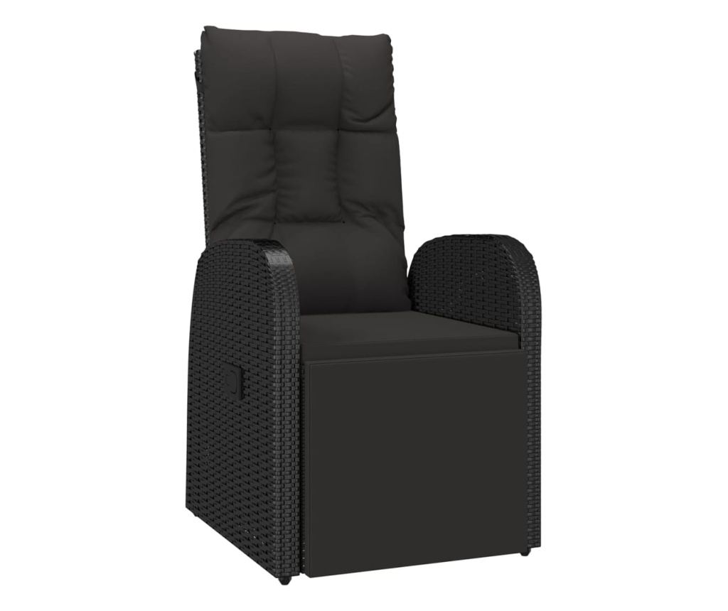 Комплект градински мебели, 7 части, Черен, Полиратан/Акациево дърво - 5