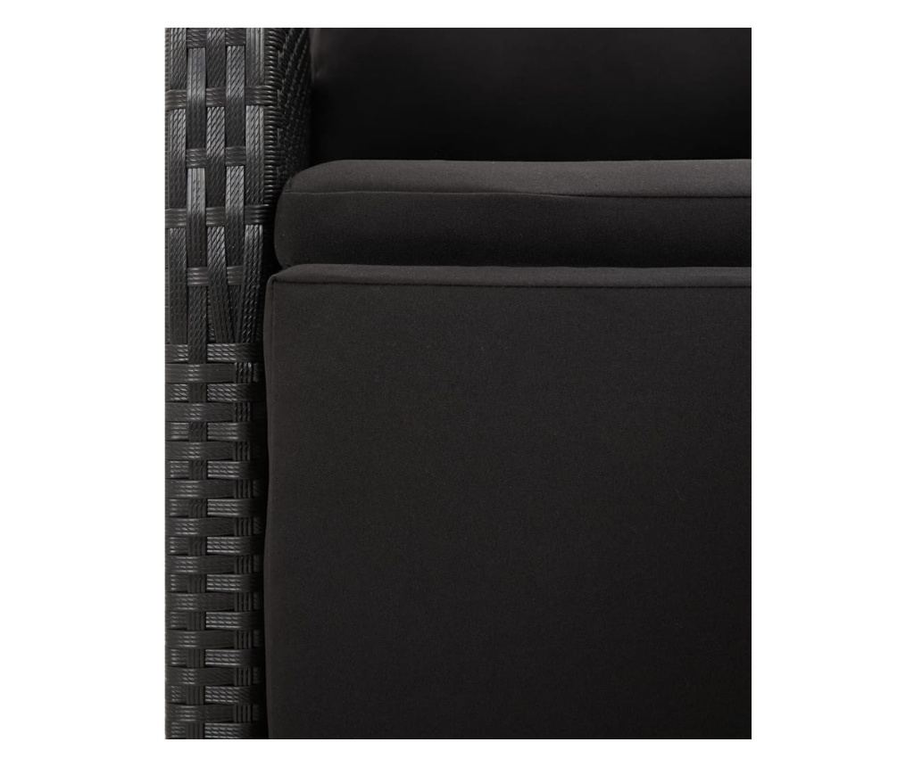 Комплект градински мебели, 7 части, Черен, Полиратан/Акациево дърво - 7