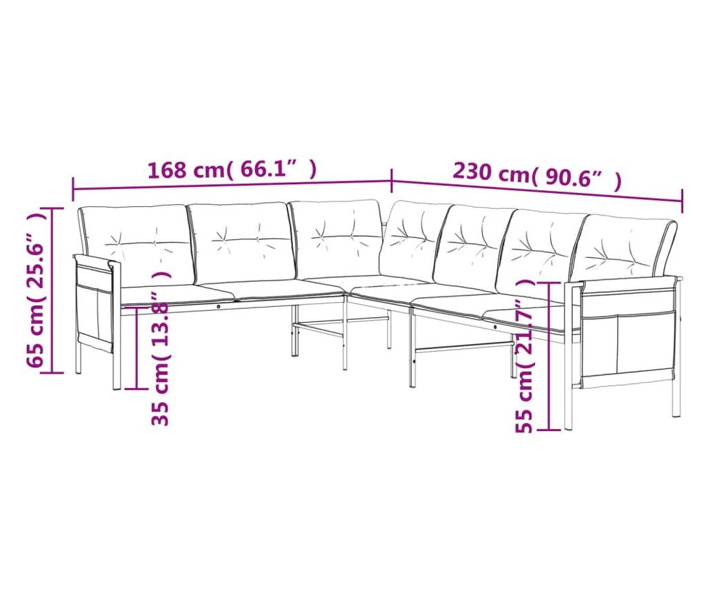 Комплект градински мебели за хранене, 2 части, антрацит, стомана - 10