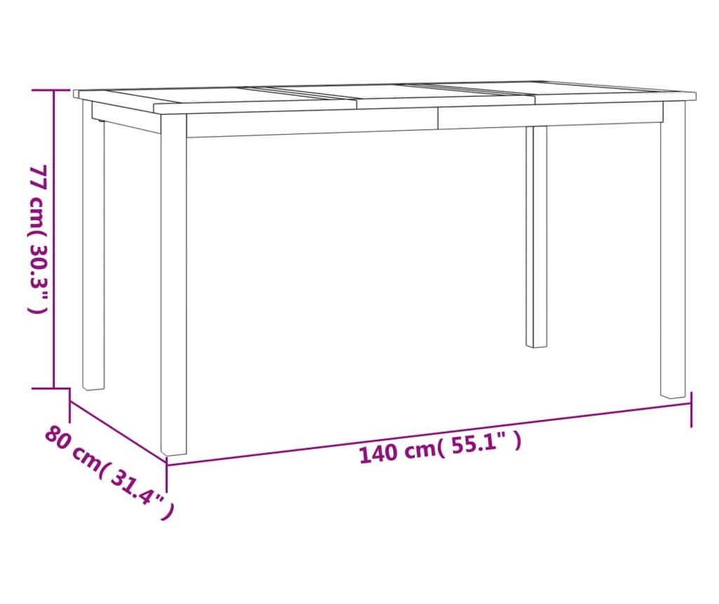 Комплект градински мебели, масивна тикова дървесина, 5 части - 11