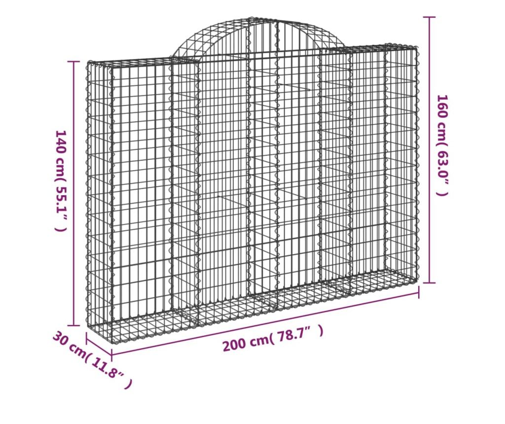Габионни кошници извити 18 бр., 200x30x140/160 см, поцинковано желязо - 6