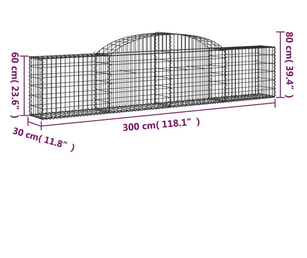 Извити Габиони, 30 бр., 300x30x60/80 см, Поцинкована Стомана - 6