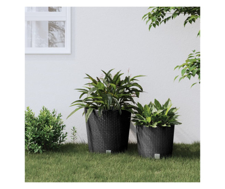 Jardinieră cu interior detașabil antracit 35 / 37,5 L PP ratan