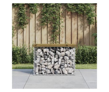 Πάγκος Κήπου, Σχεδιασμός Gabion, 63x31,5x42 εκ., Εμποτισμένη Ξυλεία Πεύκου