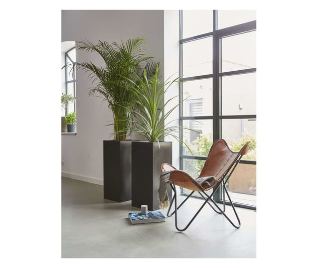 Кашпи за градина Urban Smooth, черен, 36x79 см, правоъгълна