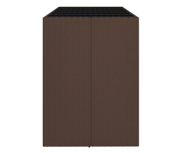 Masă grădină cu blat din sticlă, maro, 185x80x110 cm, poliratan