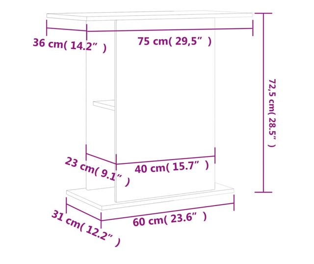 Поддръжка за аквариум, бял екстра гланц, 36x75x72,5 см, обработено дърво