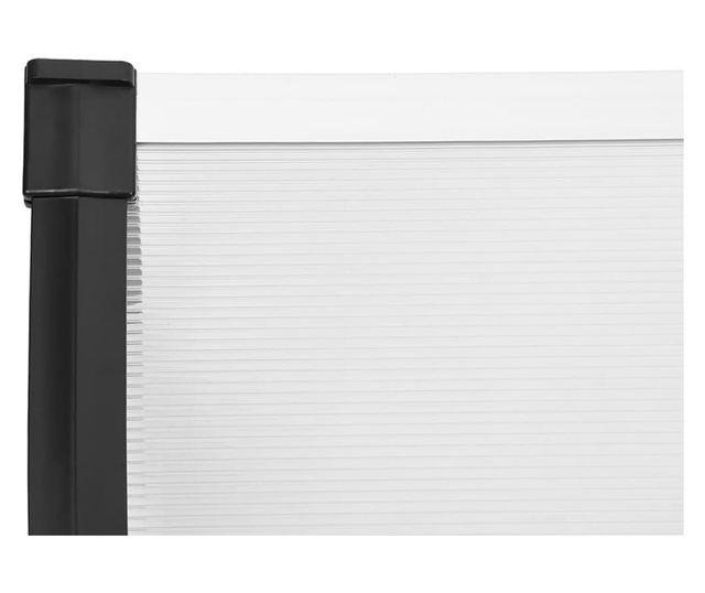 Ajtbaldachin, fekete s tltsz 358,5x90 cm polikarbont
