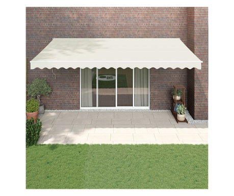 Copertină retractabilă, crem, 5x3 m, textil și aluminiu