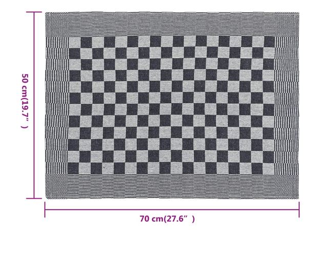 Prosoape de bucătărie 10 buc. negru și alb 50x70 cm bumbac