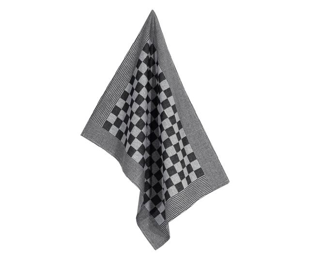 Prosoape de bucătărie 10 buc. negru și alb 50x70 cm bumbac