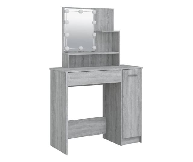 LED-es sminkasztal, sonoma szrke, 86,5x35x136 cm