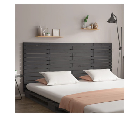 Tăblie de pat pentru perete, gri, 206x3x91,5 cm, lemn masiv pin