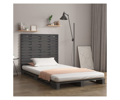 Tăblie de pat pentru perete, gri, 141x3x91,5 cm, lemn masiv pin