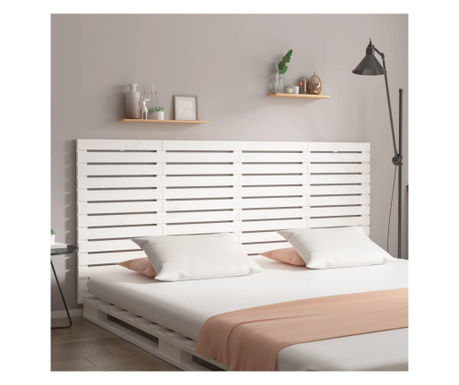 Tăblie de pat pentru perete, alb, 156x3x91,5 cm, lemn masiv pin