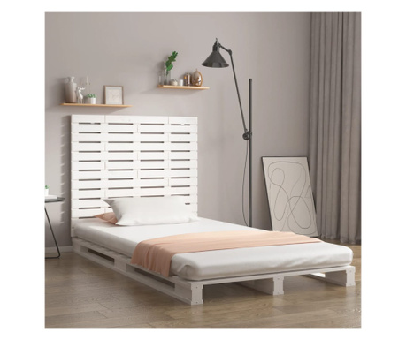 Tăblie de pat pentru perete, alb, 146x3x91,5 cm, lemn masiv pin
