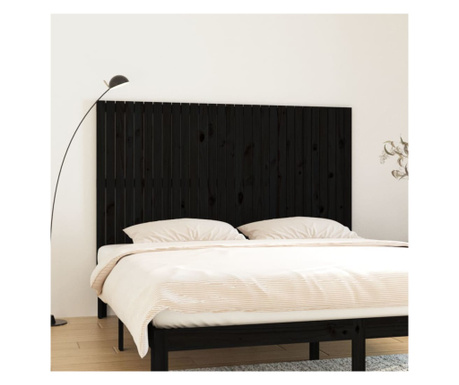 Tăblie de pat pentru perete, negru, 185x3x110 cm lemn masiv pin