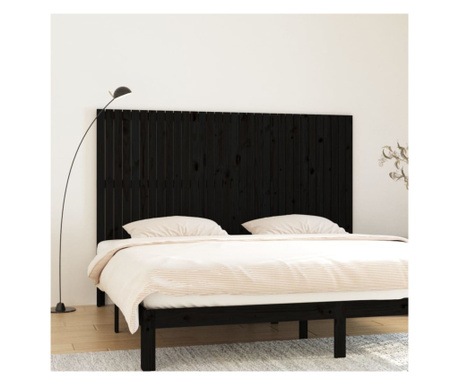 Tăblie de pat pentru perete, negru, 204x3x110 cm lemn masiv pin