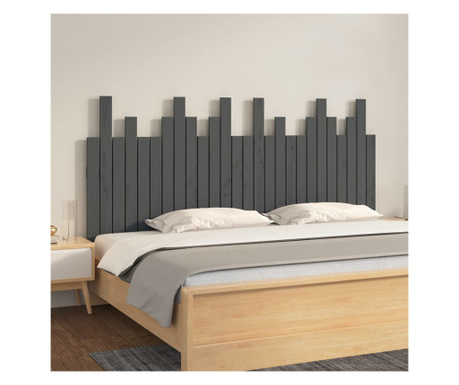 Tăblie de pat pentru perete, gri, 166x3x80 cm, lemn masiv pin