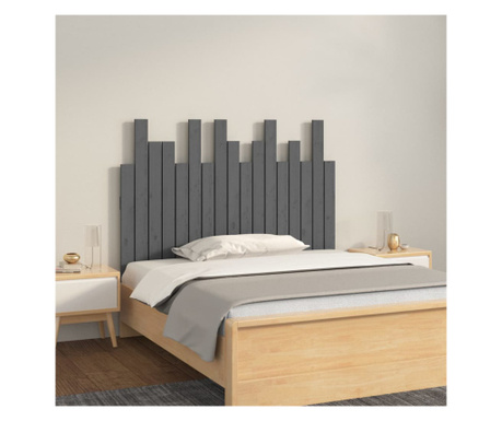 Tăblie de pat pentru perete, gri, 108x3x80 cm, lemn masiv pin