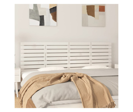 Tăblie de pat pentru perete, alb, 186x3x63 cm, lemn masiv pin