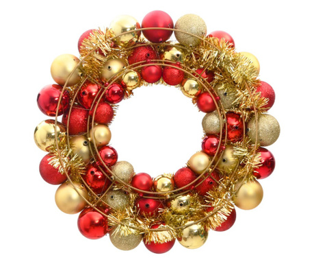 Coroană de Crăciun, roși și auriu, 45 cm, polistiren