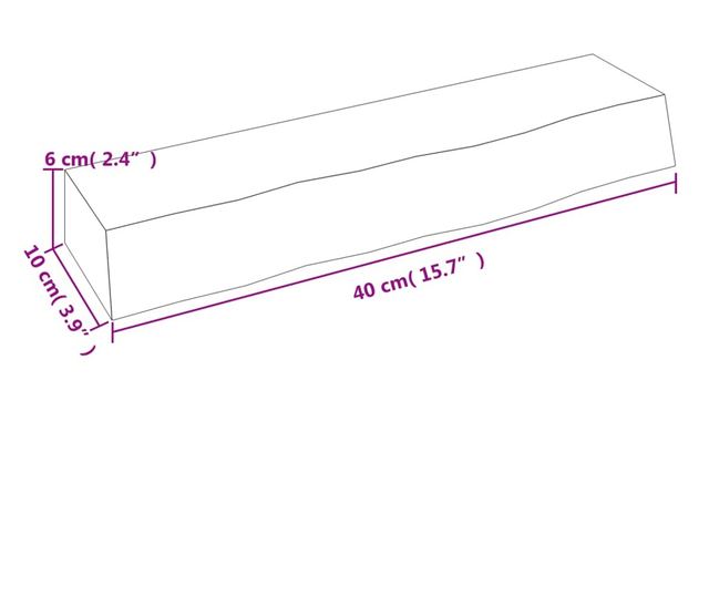 Falra szerelhet polc, 40x10x6 cm, kezeletlen tmr tlgyfa