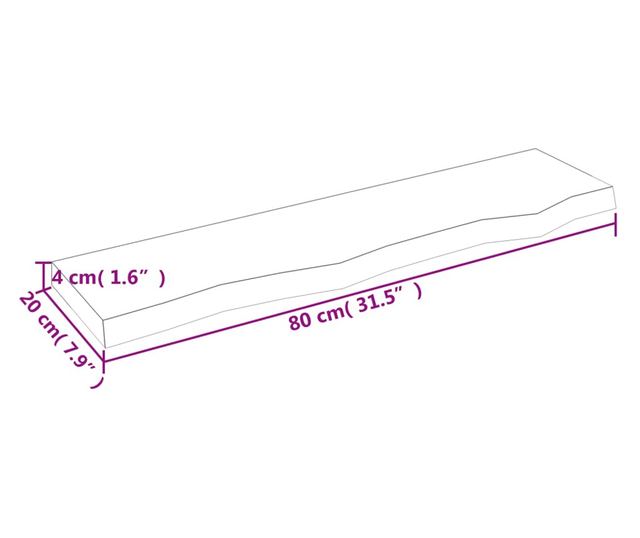 Vilgosbarna fali polc 80x20x4 cm tmr tlgyfbl