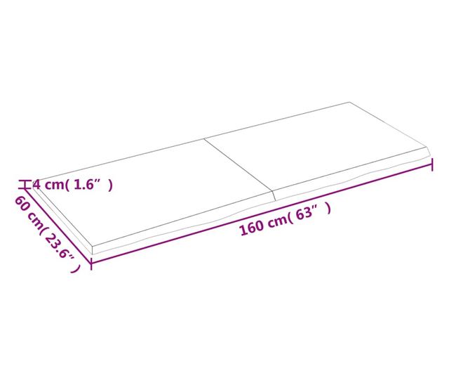 160x60x4 cm-es fali polc, kezeletlen tmr tlgyfa