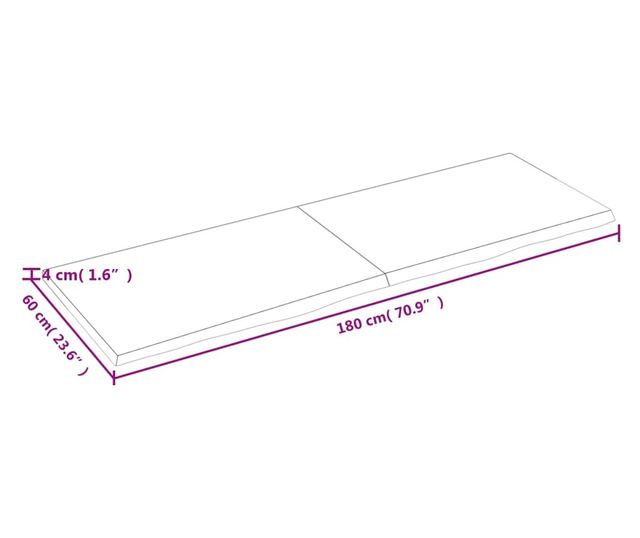 Vilgosbarna 180x60x4 cm-es tlgy tmrfa polc