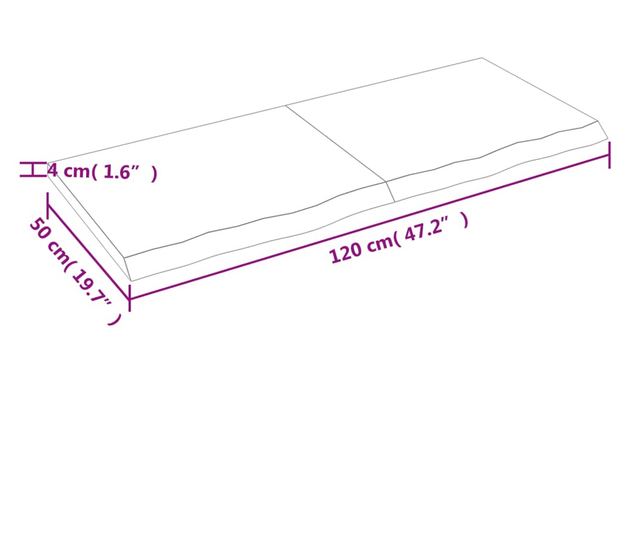 Sttszrke 120x50x4 cm-es fali polc tmr, kezelt tlgyfbl