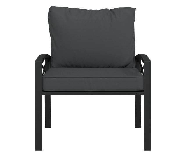 Vrtna stolica s sivim jastucima, 68x76x79 cm, čelik