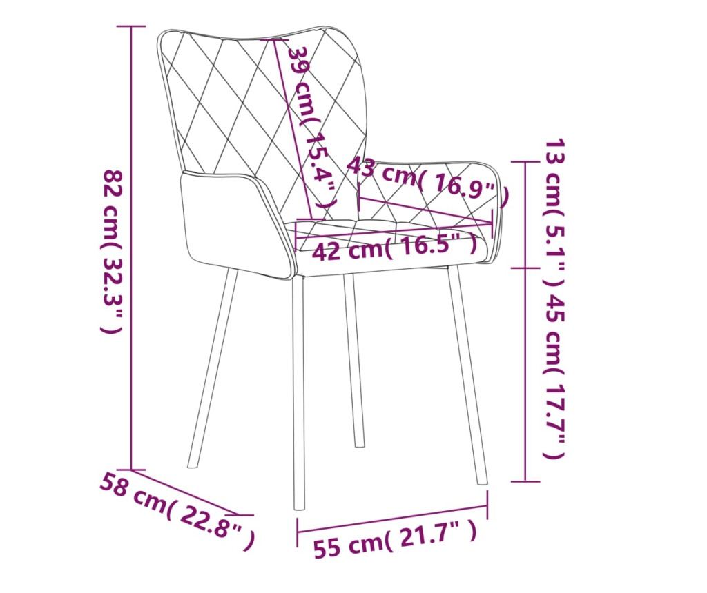 Кухненски столове, 2 бр., сини, текстилни - 9