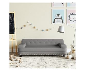 Dječja sofa, siva, 90x53x30 cm, eko koža