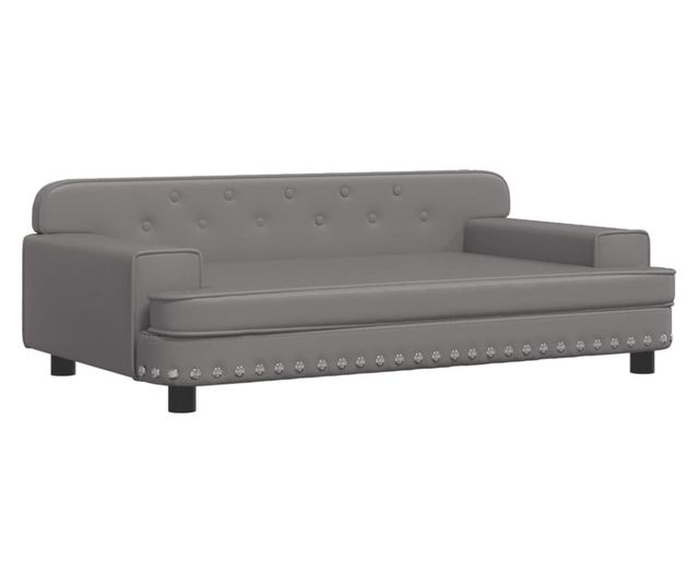 Dječja sofa, siva, 90x53x30 cm, eko koža