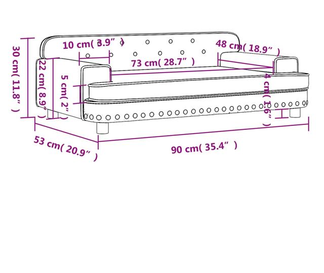 Dječja sofa, siva, 90x53x30 cm, eko koža
