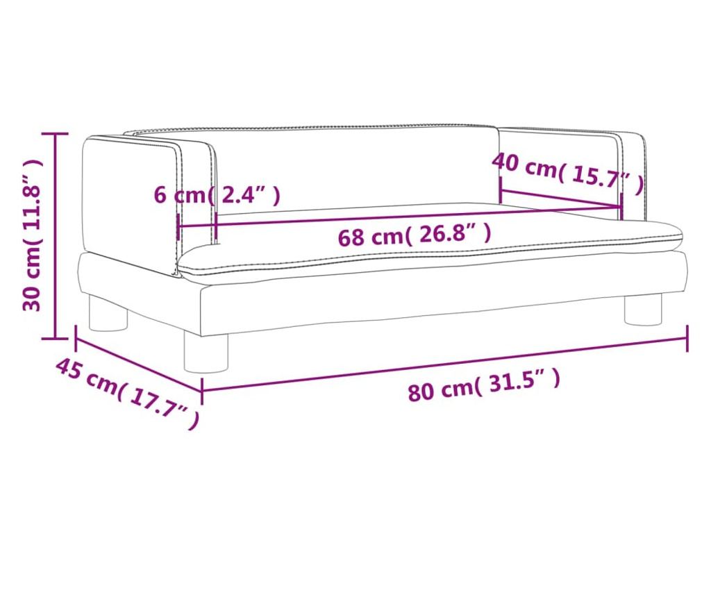 Dječja sofa, plava, 80x45x30 cm, baršun - 7