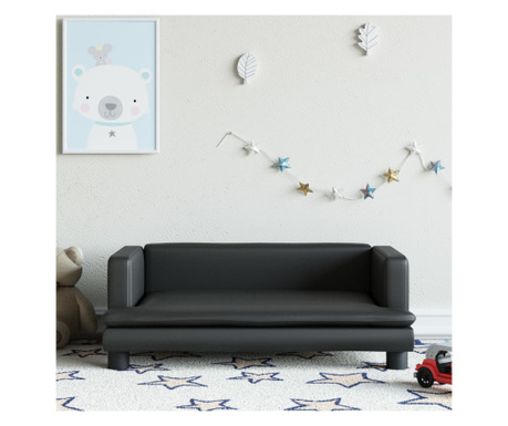 Canapea pentru copii, negru, 80x45x30 cm, piele ecologică