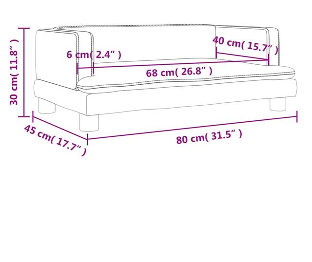 Dječja sofa, krem, 80x45x30 cm, eko koža
