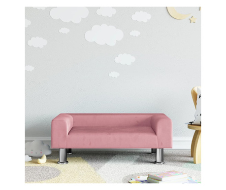 Canapea pentru copii, roz, 70x45x26,5 cm, catifea