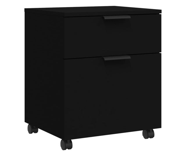 Ormarić za spise s kotačima, crni, 45x38x54 cm, obrađeno drvo