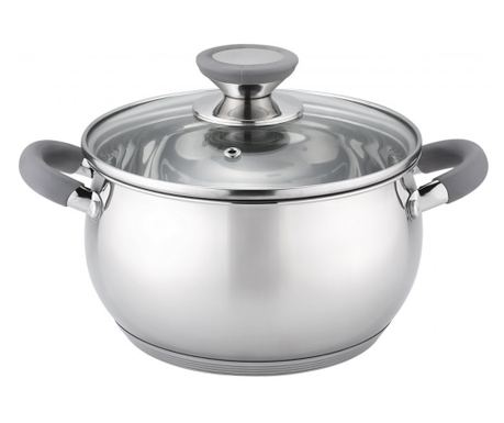 Oliver Voltz OV51210N28 Κατσαρόλα, 28cm, 10.45 L, Επαγωγική, Με λαβές σιλικόνης, Ανοξείδωτη/Γκρι