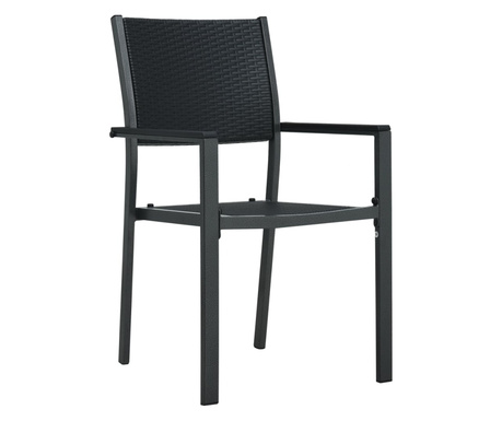 4 db fekete rattan hatású műanyag kerti szék