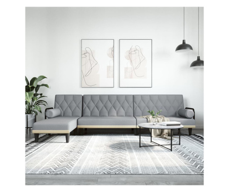 L-образен разтегателен диван сив 260x140x70 см текстил