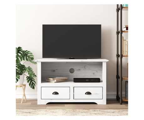 Comodă TV cu 2 sertare „BODO” alb 91x43x56 cm lemn masiv de pin