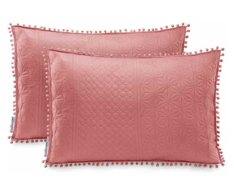 Husa perna decorativa matlasata in relief Meadore, 70 g/m2, 50 x 70 cm, roz