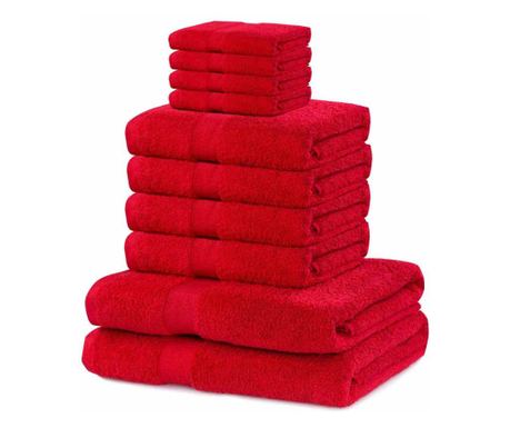 Set prosoape din bumbac 100% Marina, 525 g/m2, 270x140+450x100+430X50 cm, rosu, 10 buc