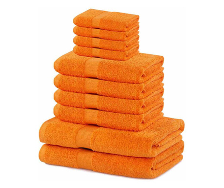Set prosoape din bumbac 100% Marina, 525 g/m2, 270x140+450x100+430X50 cm, portocaliu, 10 buc